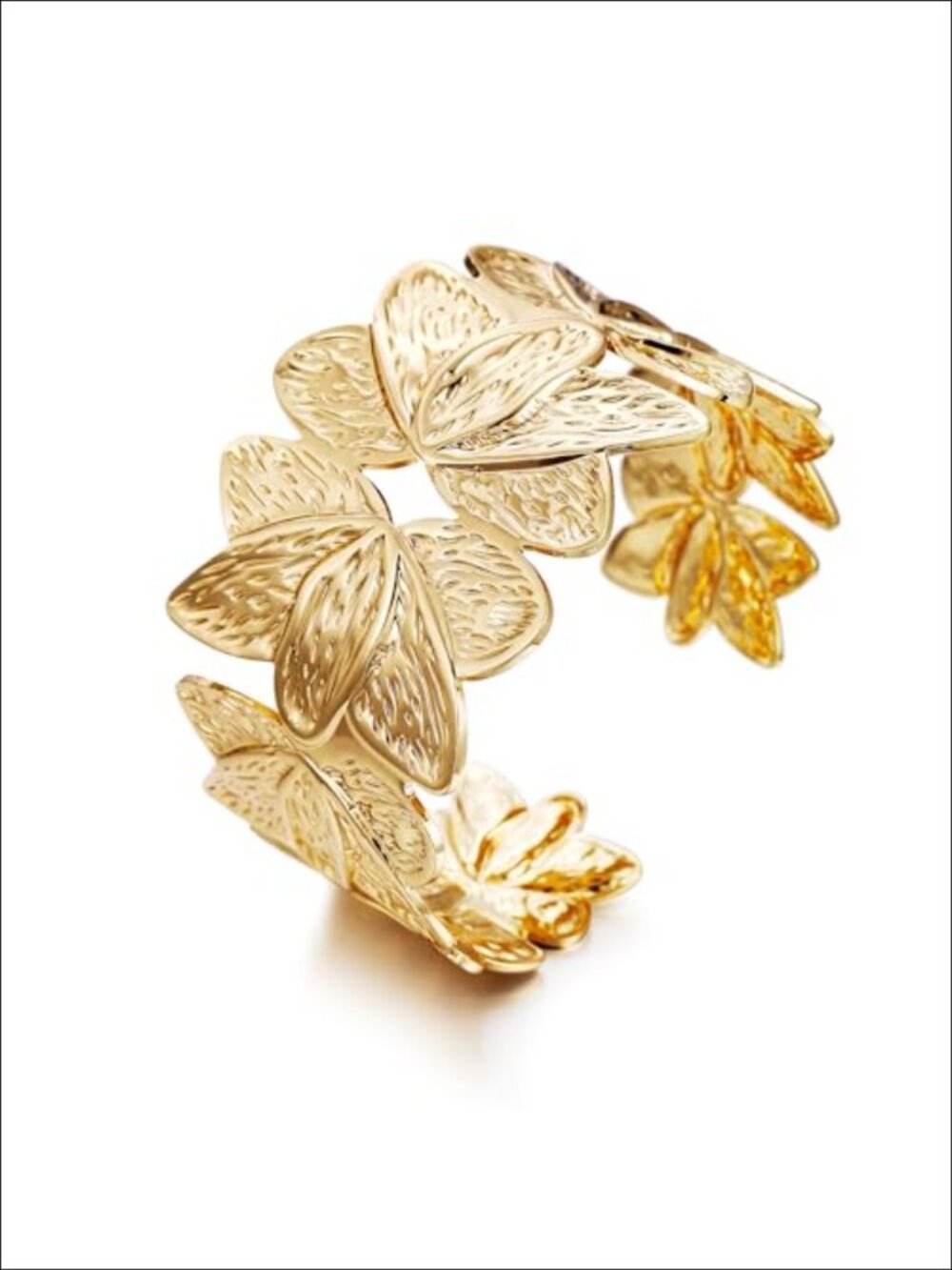 Gold Plated Chunky Leaf Cuff Bangle Bracelet Adjustable Statement Jewelry